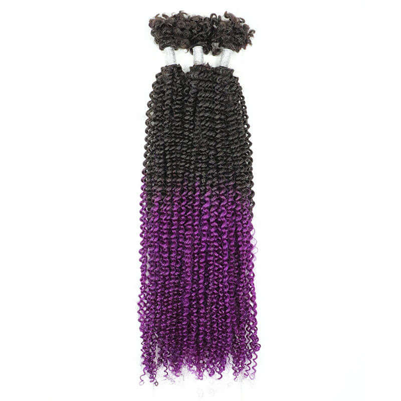 QVR T1B/Purple Afro Kinky V Bulk Ombre Color for Kinky Twist Crochet Braiding Hair - Image 10