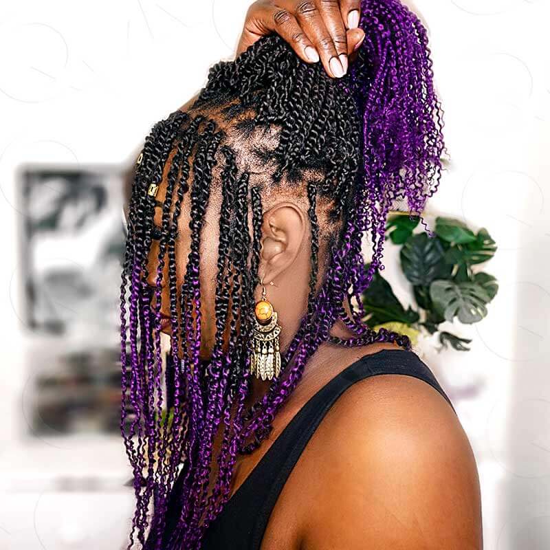 QVR T1B/Purple Afro Kinky V Bulk Ombre Color for Kinky Twist Crochet Braiding Hair - Image 3