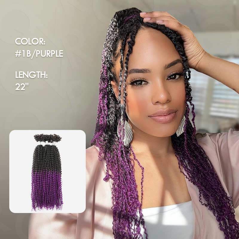 QVR T1B/Purple Afro Kinky V Bulk Ombre Color for Kinky Twist Crochet Braiding Hair - Image 4