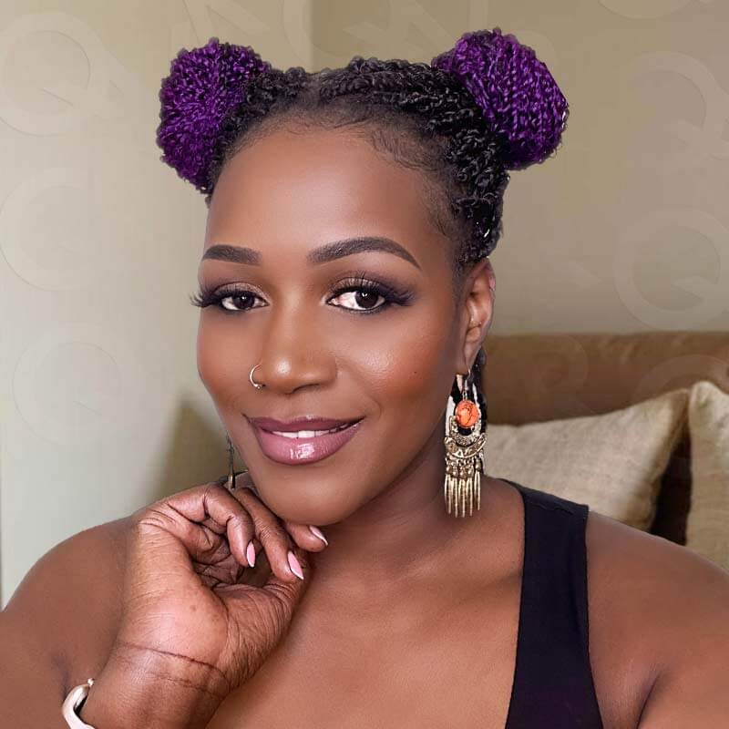 QVR T1B/Purple Afro Kinky V Bulk Ombre Color for Kinky Twist Crochet Braiding Hair - Image 6