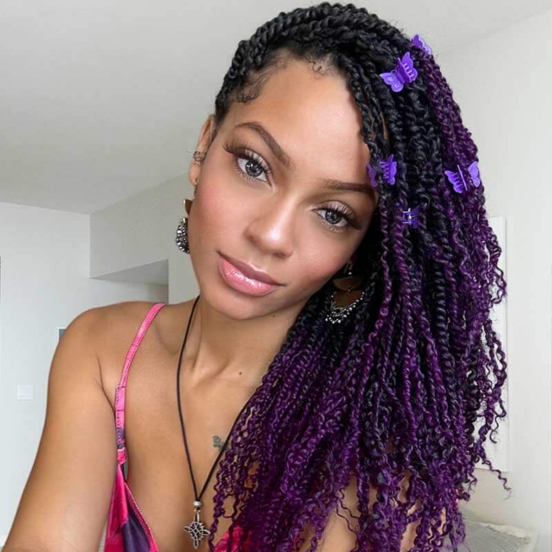 QVR T1B/Purple Afro Kinky V Bulk Ombre Color for Kinky Twist Crochet Braiding Hair - Image 7