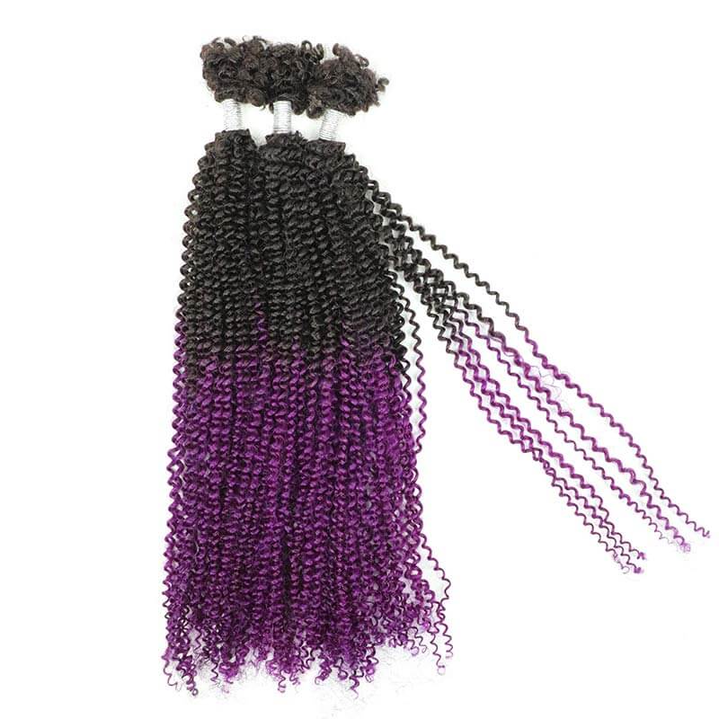 QVR T1B/Purple Afro Kinky V Bulk Ombre Color for Kinky Twist Crochet Braiding Hair - Image 8