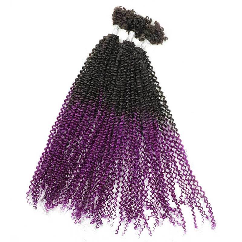 QVR T1B/Purple Afro Kinky V Bulk Ombre Color for Kinky Twist Crochet Braiding Hair - Image 9