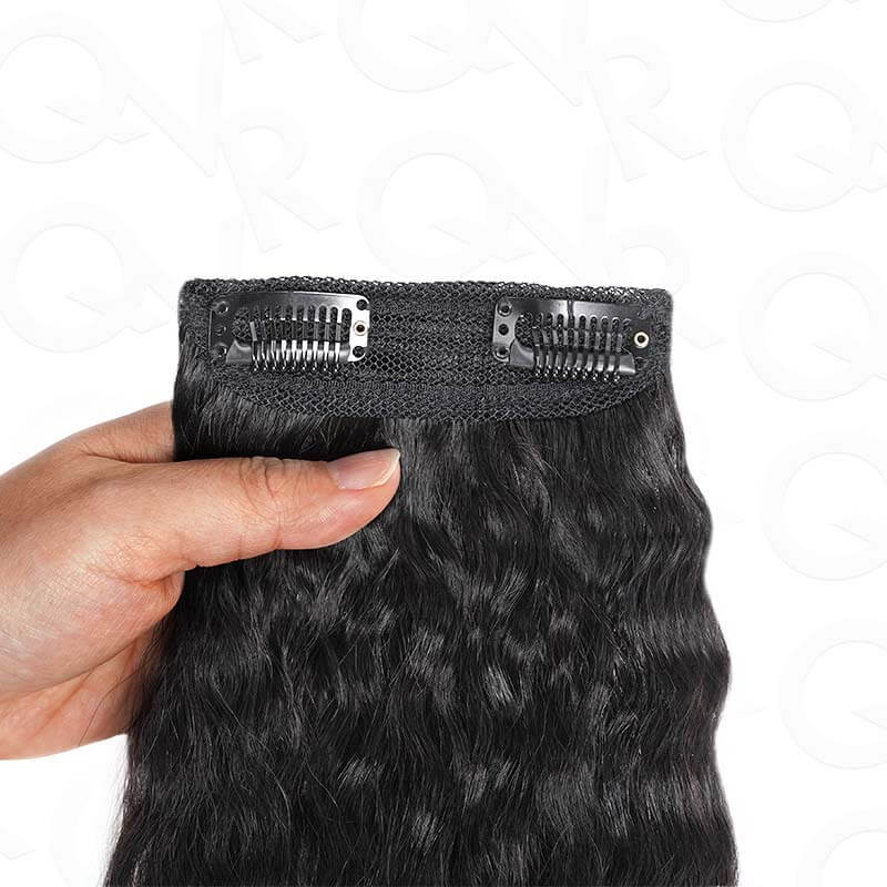 QVR Thick 9PCS Weft Clip In Hair Extensions 5PCS Volumizer Kinky Straight Clip In Human Hair - Image 10