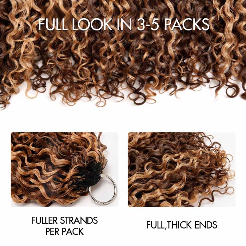 QVR Twist Curly Feather Crochet Human Hair Highlight #P4/27 Miracle Knots Crochet Weave Hair Extensions - Image 4