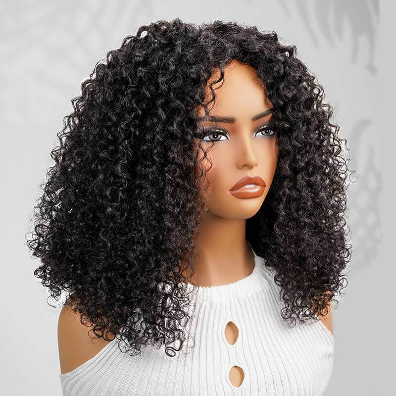 QVR Twist Curly V Part Wigs No Leave Out Human Hair Wig Beginner Friendly - Image 2
