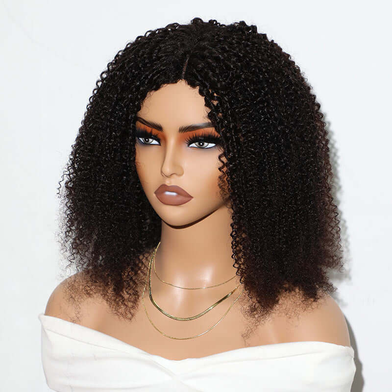 QVR U Part Wig Kinky Curly Human Hair Wigs Glueless Natural Looking Hairline - Image 2