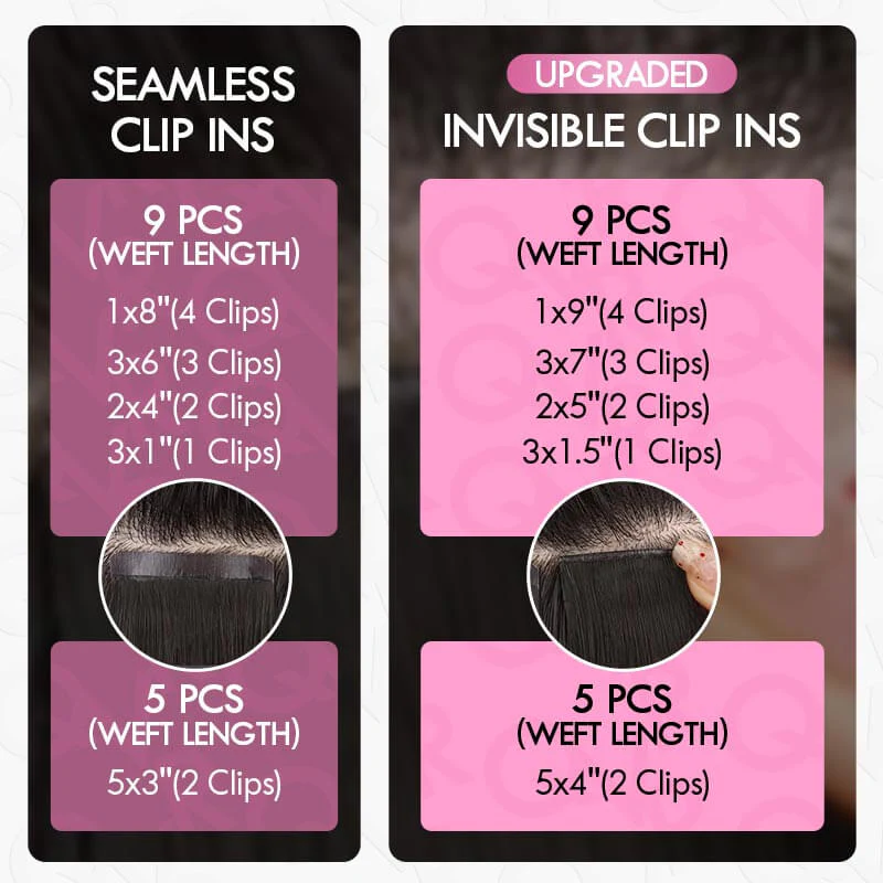 QVR Upgraded Invisible Edge 9PCS PU Clip Ins Extensions 5PCS Volumizer Natural Straight Seamless Clip In Human Hair - Image 10