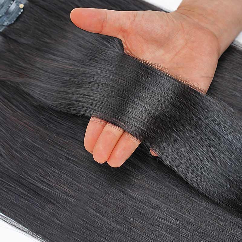 QVR Upgraded Invisible Edge 9PCS PU Clip Ins Extensions 5PCS Volumizer Natural Straight Seamless Clip In Human Hair - Image 12