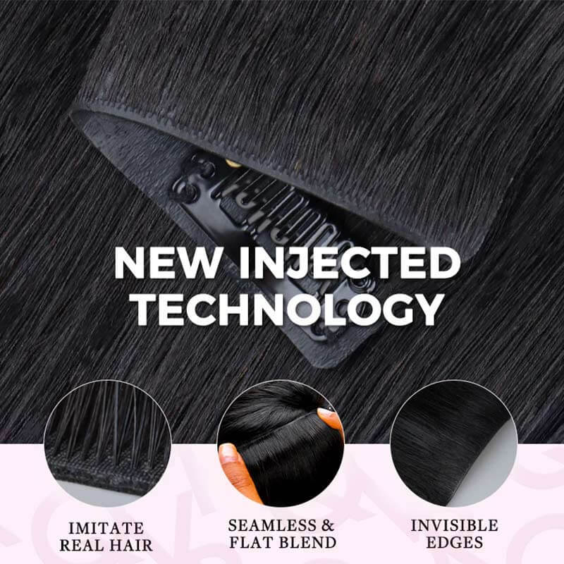 QVR Invisible 9PCS Weft Clip In Hair Extensions 5PCS Volumizer Natural Straight PU Clip In Human Hair - Image 16