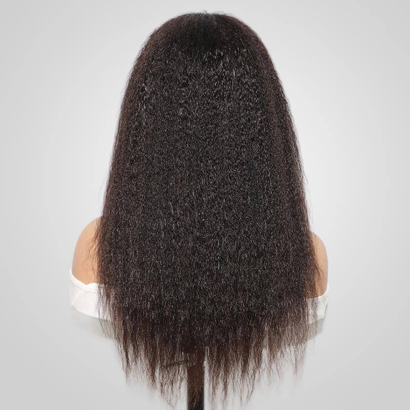 QVR V Part Kinky Straight Protective Style Wigs No Lace No Gel Glueless Kinky Human Hair Wigs For Women - Image 6