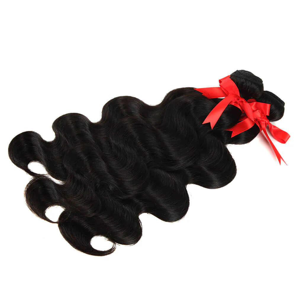 QVR Virgin Human Hair Bundles Natural Color Body Wave Hair 3 Bundles - Image 3