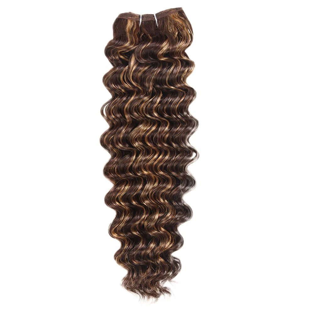 Highlight Bundles Deep Wave Weave 3 Bundles Human Hair Bundlle Piano Brown Blonde Bundles with Highlights - Image 4