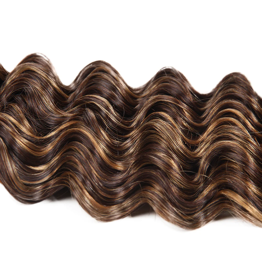 Highlight Bundles Deep Wave Weave 3 Bundles Human Hair Bundlle Piano Brown Blonde Bundles with Highlights - Image 8