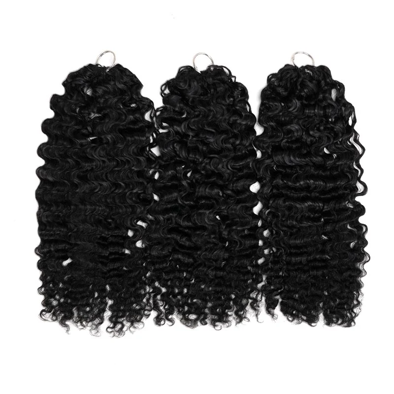 QVR Water Deep Wave Feather Crochet Human Hair Natural Black Miracle Knots Crochet Weave Hair Extensions - Image 6