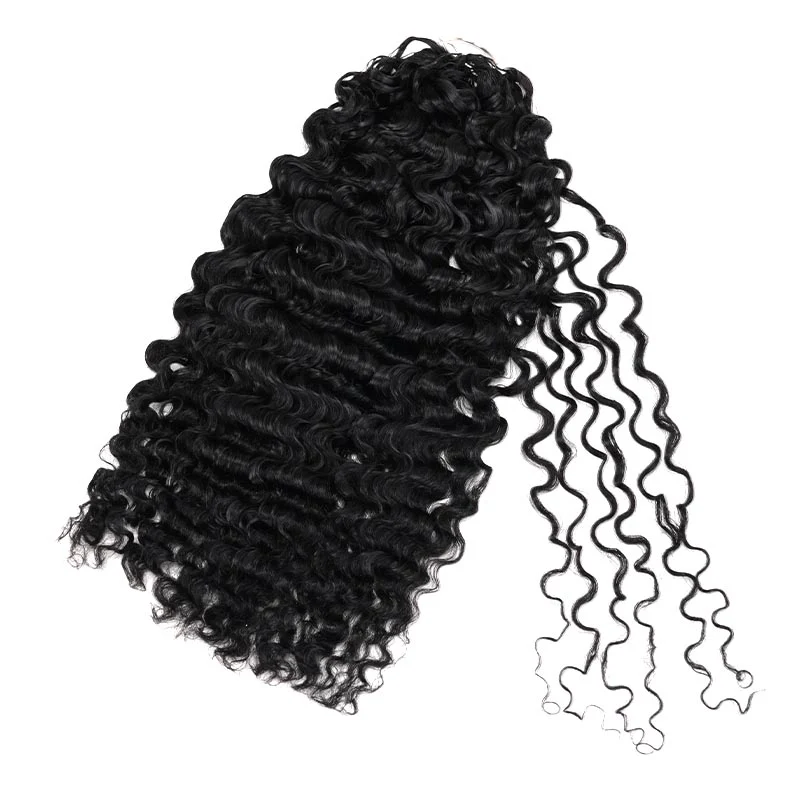 QVR Water Deep Wave Feather Crochet Human Hair Natural Black Miracle Knots Crochet Weave Hair Extensions - Image 2
