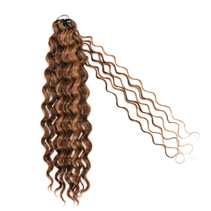 QVR Water Wave Feather Crochet Human Hair Highlight #P4/27 Miracle Knots Crochet Weave Hair Extensions - Image 2