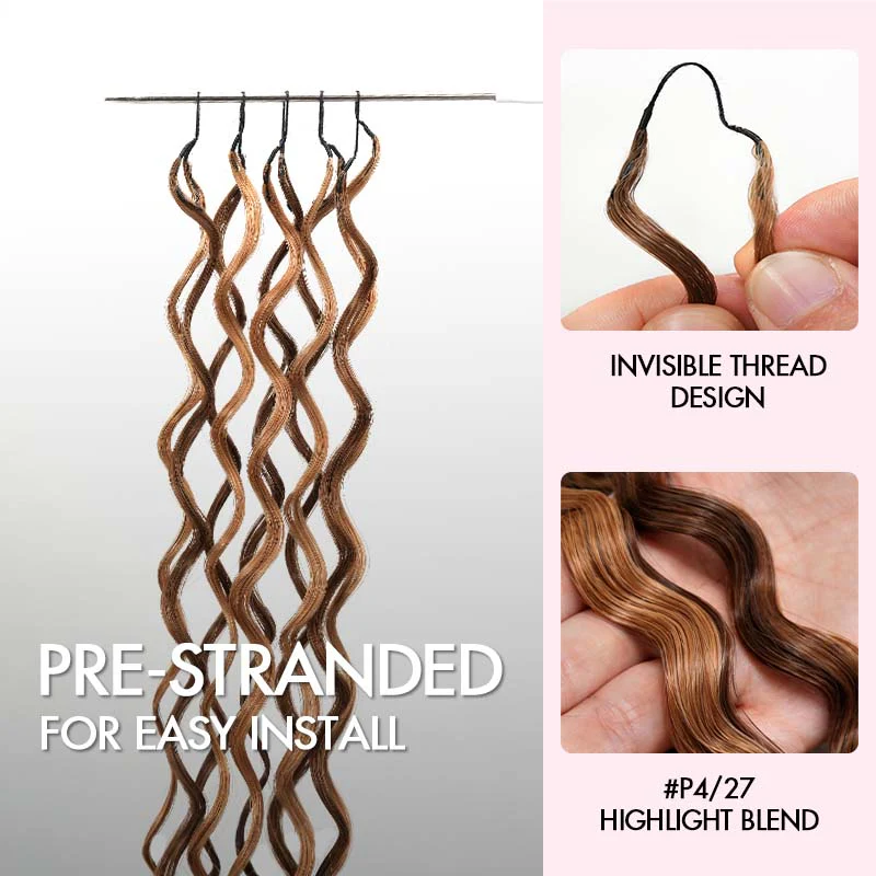 QVR Water Wave Feather Crochet Human Hair Highlight #P4/27 Miracle Knots Crochet Weave Hair Extensions - Image 4