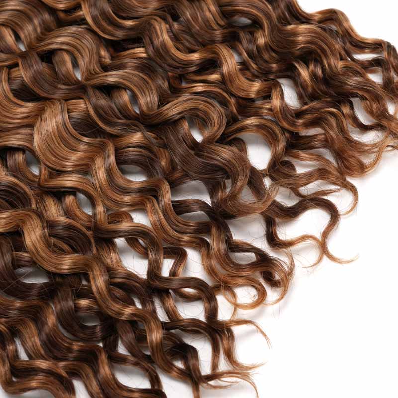 QVR Water Wave Feather Crochet Human Hair Highlight #P4/27 Miracle Knots Crochet Weave Hair Extensions - Image 9