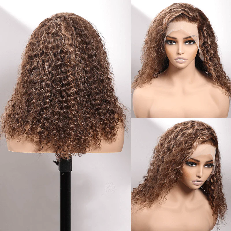 QVR Water Wave Highlight #4/27 Piano Color High Density 13x4 Transparent Lace Front Wigs - Image 2