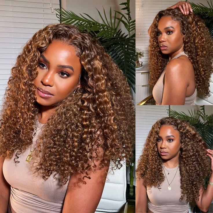QVR Water Wave Highlight #4/27 Piano Color High Density 13x4 Transparent Lace Front Wigs - Image 3