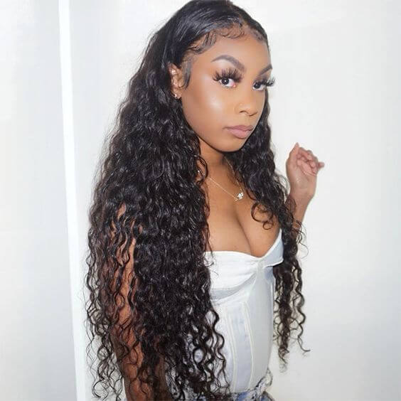 QVR Water Wave Long Wigs 13x4 Lace Front Wigs Human Hair Pre-plucked with Baby Hair - Image 4