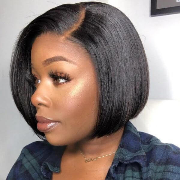 QVR Wear & Go Blunt Cut Straight Bob Minimalist HD Lace Glueless C Part Wig - Image 6