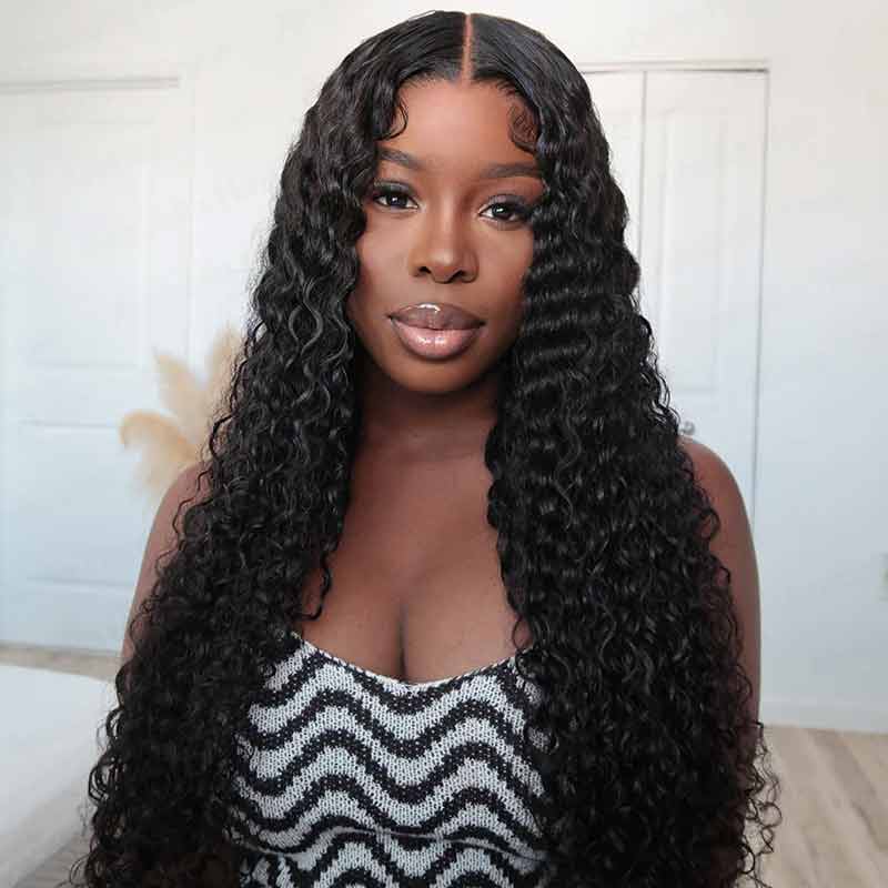 QVR Glueless Pre-cut 4x6 HD Lace Closure Human Hair Wigs Deep Curly Wear & Go Wigs - Image 3