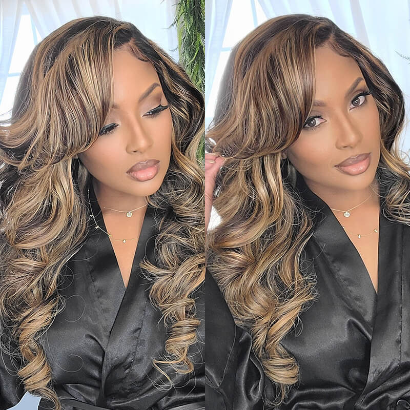 QVR Real Glueless Pre-cut 13x4/4x6 Lace Closure Wigs Balayage Highlights Colored Wig Body Wave/Straight Human Hair Wigs - Image 3