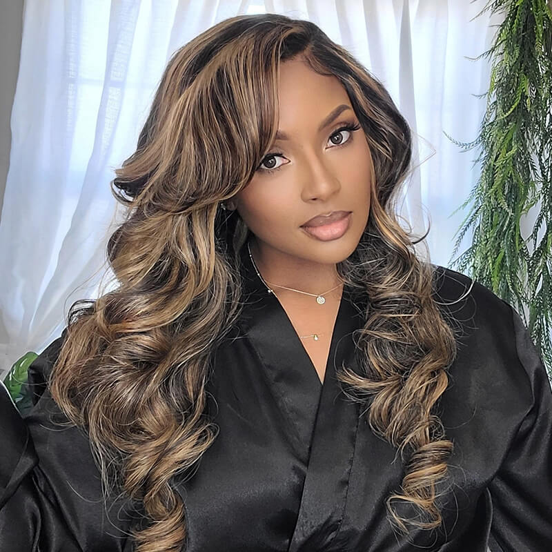 QVR Real Glueless Pre-cut 13x4/4x6 Lace Closure Wigs Balayage Highlights Colored Wig Body Wave/Straight Human Hair Wigs - Image 5