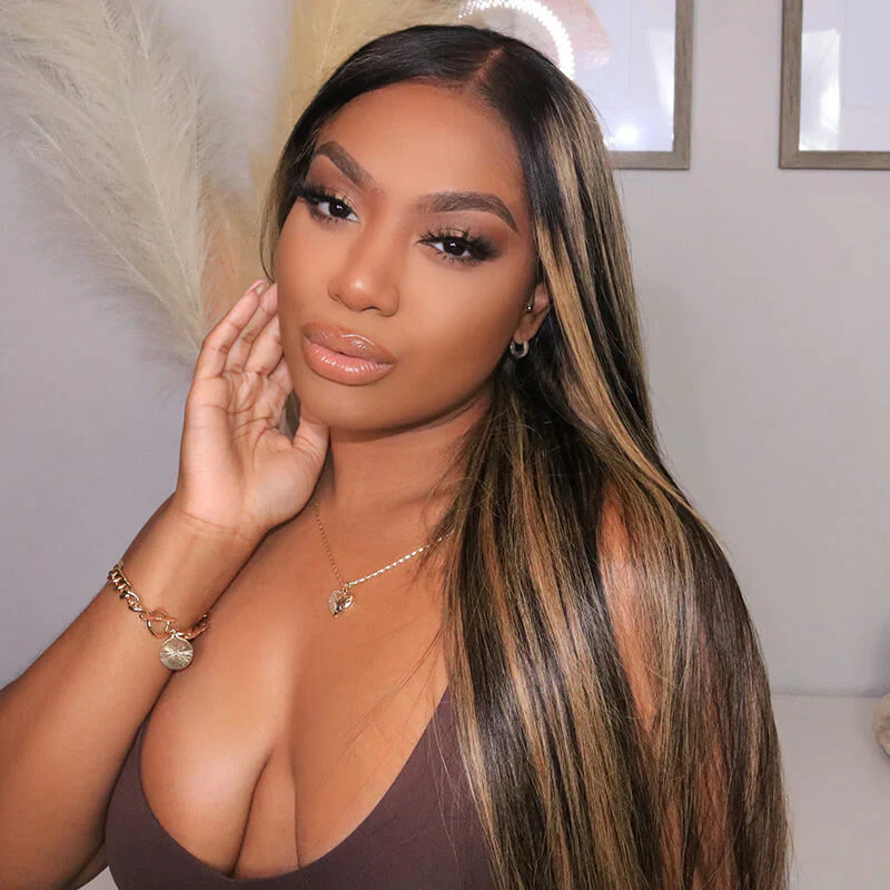 QVR Real Glueless Pre-cut 13x4/4x6 Lace Closure Wigs Balayage Highlights Colored Wig Body Wave/Straight Human Hair Wigs - Image 6
