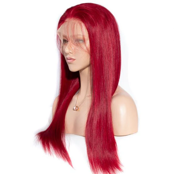 Red Color 13x6 Straight Hair Wig Lace Front Wigs Human Hair Pre Plucked With Baby Hair Glueless Wigs - Image 4