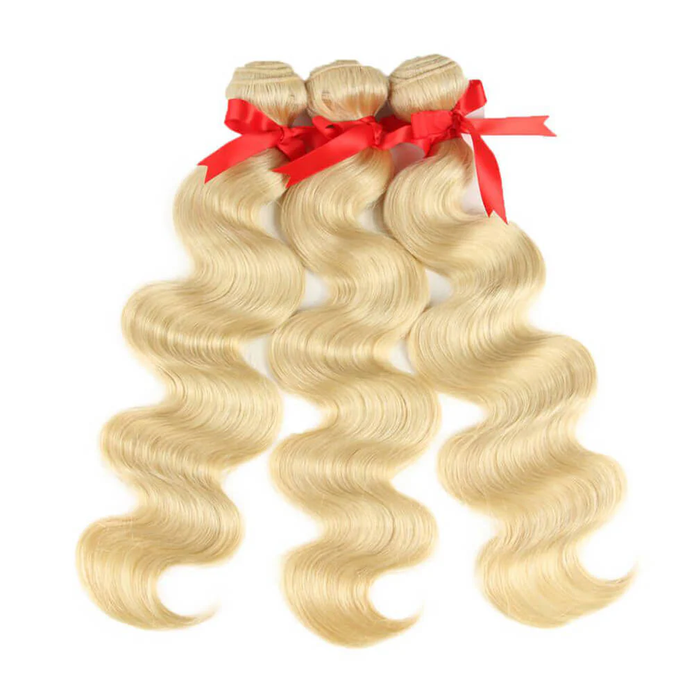 QVR Russian Blonde Body Wave Virgin Human Hair 3 Bundles