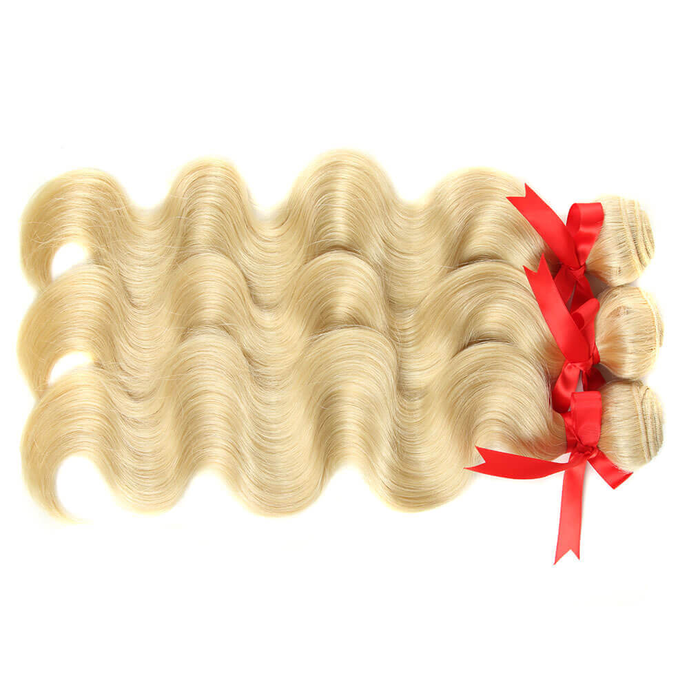 QVR Russian Blonde Body Wave Virgin Human Hair 3 Bundles - Image 2