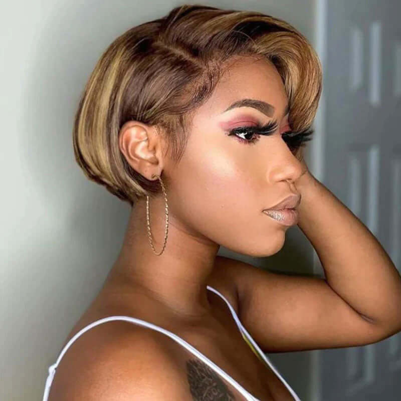 Side Part Pixie Cut Highlight Piano Wig - Image 3
