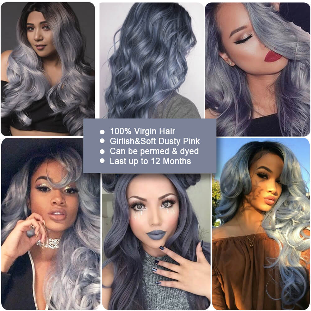 QVR Virgin Human Hair Ombre Haze Blue 1pc Body Wave Bundle - Image 4