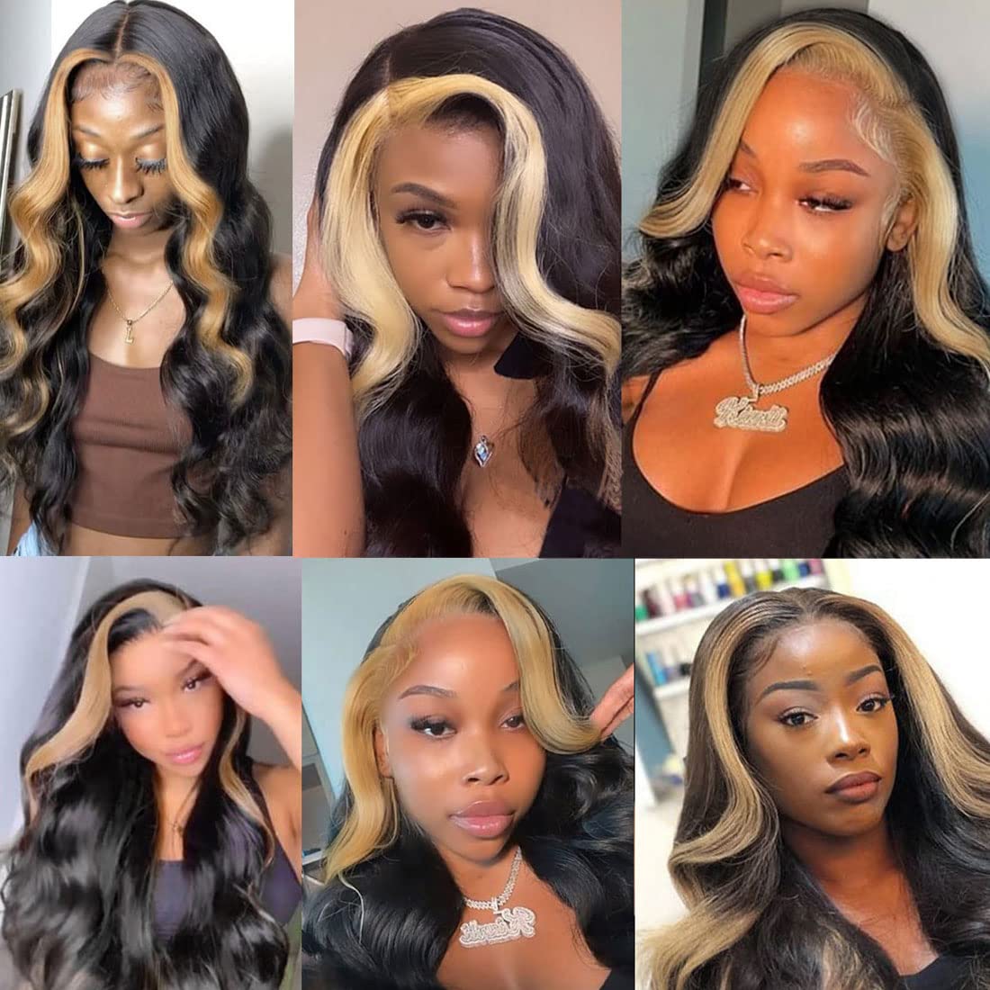 Skunk Stripe Human Hair 3 Bundles with Closure Virgin Human Hair Weave Blonde Closure And Black Hair Bundles Style - Image 3