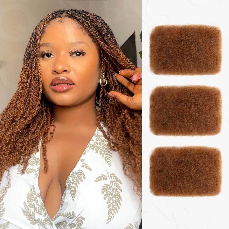 SUPER DEAL|3 PACKS Auburn Brown Afro kinky Bulk SEND 1 FREE HAIR 10'' - Image 3