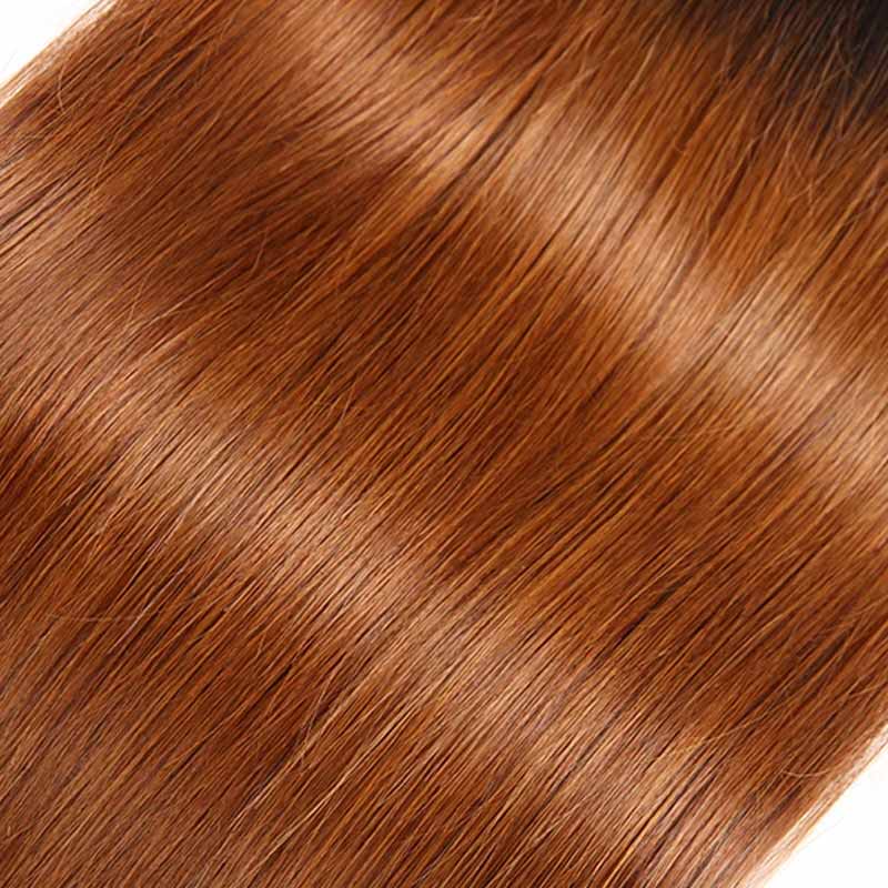 T1B/30 Ombre Brown Color Brazilian Straight Hair 3 Bundles With 4x4 Lace Closure Human Hair Extensions - Image 3