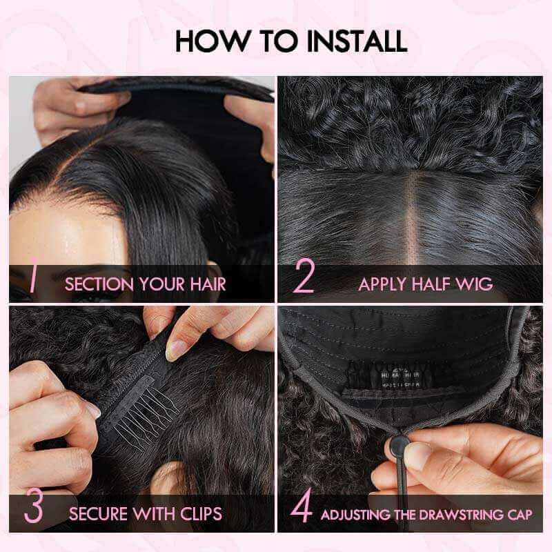 US Only|QVR #1B Kinky Curly Half Wig - Image 13