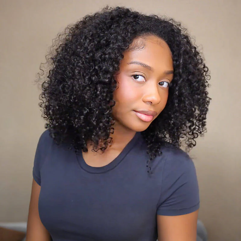 US Only|QVR #1B Kinky Curly Half Wig - Image 4