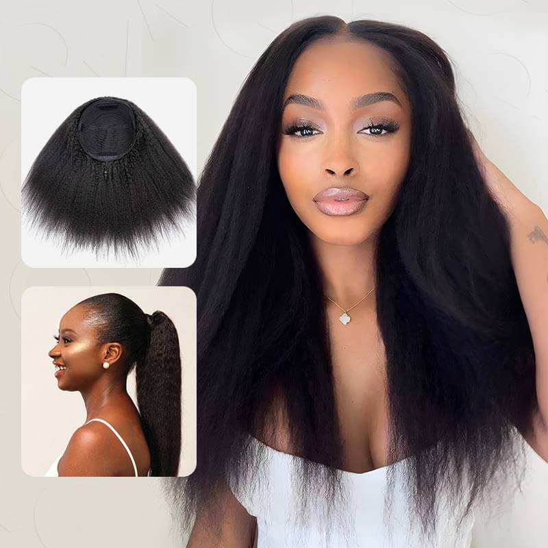 US Only|QVR #1B Kinky Straight Half Wig - Image 3