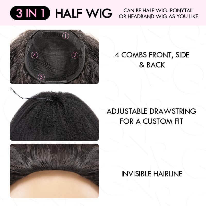 US Only|QVR #1B Burmese Curly Half Wig - Image 11