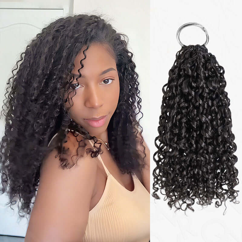 QVR Ramen Curl Crochet Hair Natural Black Machine Made Feather Crochet Human Hair Extension - Image 5