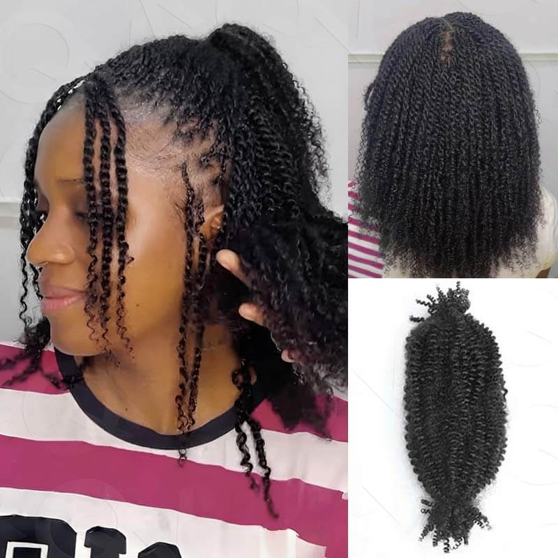 QVR Upgraded Kinky Bulk Natural Black hair 4a/3c Extensions - Image 8
