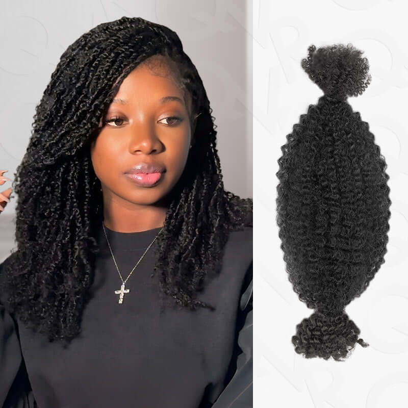 QVR Upgraded Kinky Bulk Natural Black hair 4a/3c Extensions - Image 9