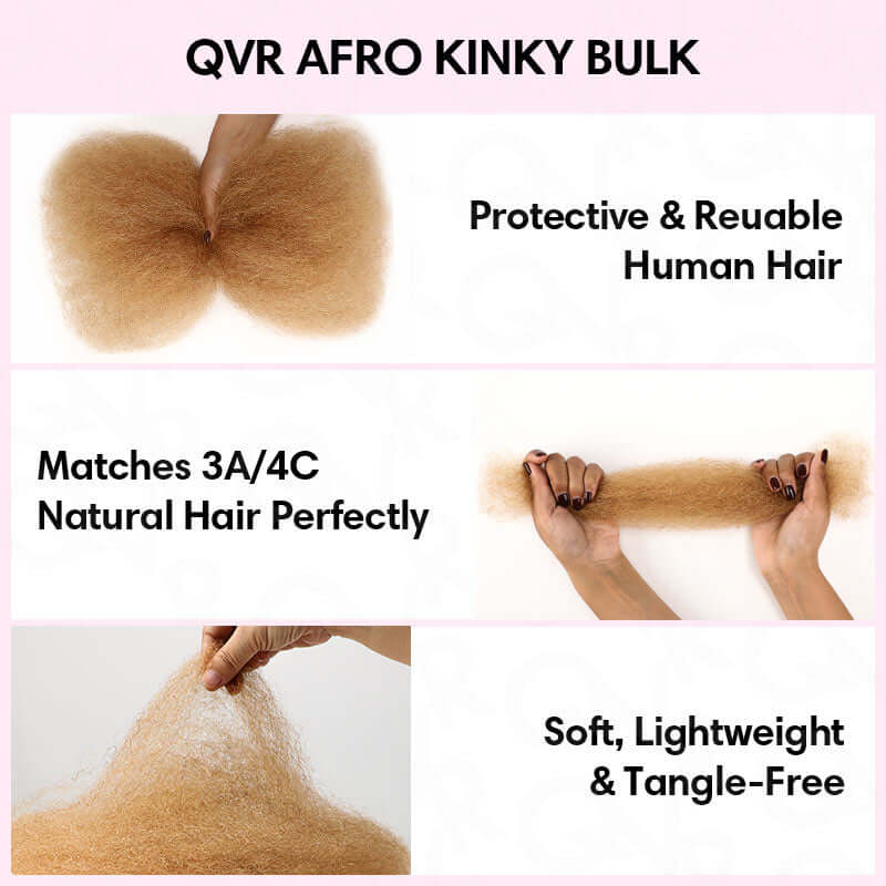 US Only|QVR #27 Afro kinky Bulk Human Hair - Image 6