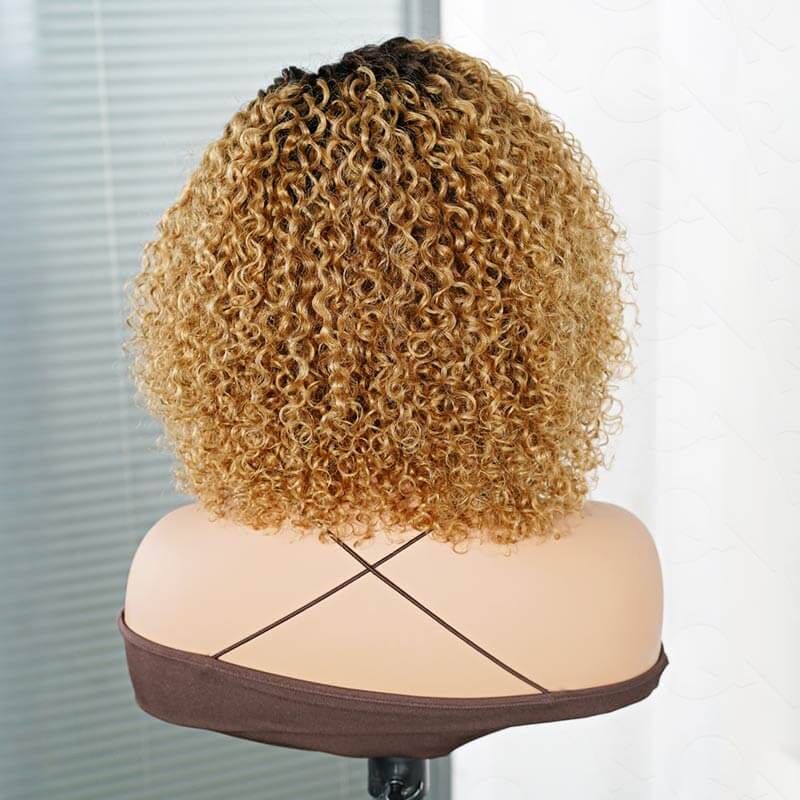 US Only|QVR Ash Blonde Side Part Short Cut Curly Wig - Image 3