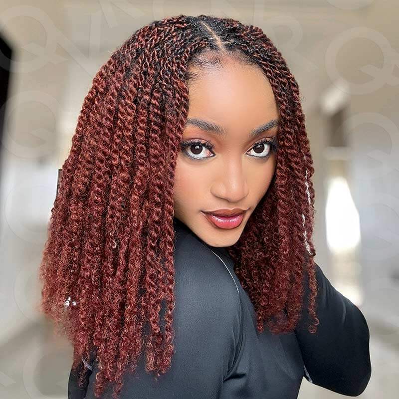 QVR 1 Pack Reddish Brown Color Afro Kinky Bulk Human Hair - Image 3