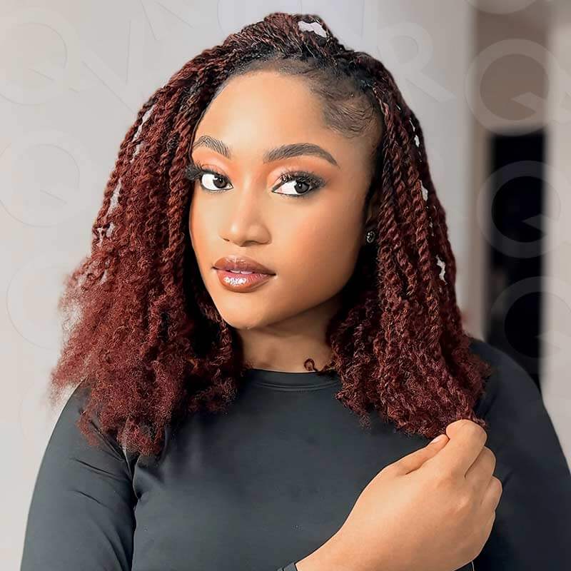 QVR 1 Pack Reddish Brown Color Afro Kinky Bulk Human Hair - Image 4